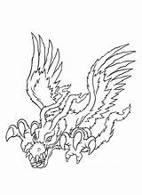 Digimon Coloring Pages Garurumon Color Drawing Printable Dragon Cute sketch template