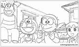 Doraemon Friends Pages His Coloring Cheerful Color sketch template