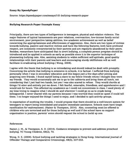 bullying research paper  speedypapercom