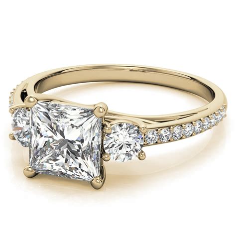 Princess Cut Moissanite 3 Stone Engagement Ring Enr037 Pr