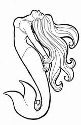 Mermaid Outline Drawing Tail Line Draw Easy Clipart Tattoo Mermaids Simple Drawings Clip Girl Jen Emma Sketch Lineart Brave Meerjungfrau sketch template