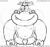 Gorilla Cartoon Drunk Clipart Coloring Outlined Vector Cory Thoman Royalty sketch template
