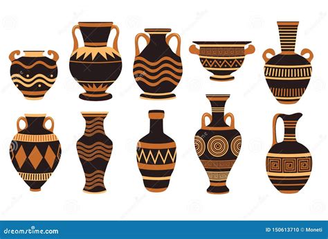 vase ancient greek pottery amphora  greece stock illustration