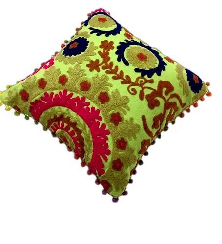 pure cotton embroidery handmade suzani cushion cover size 16 x 16