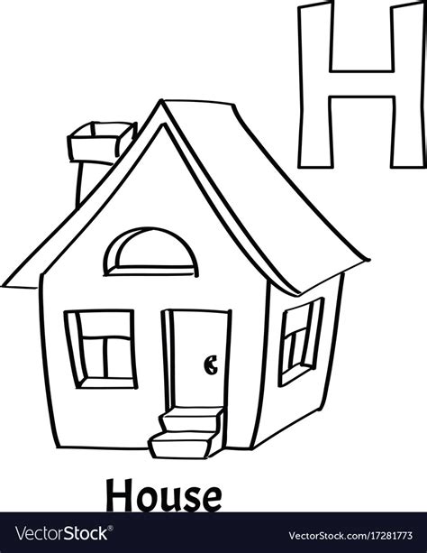 alphabet letter  coloring page house royalty  vector