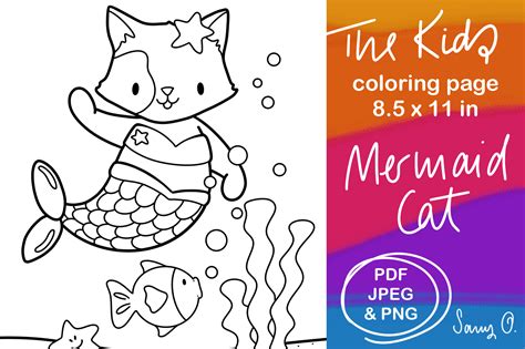 kawaii mermaid cat cute ocean kitten graphic  sany  creative fabrica