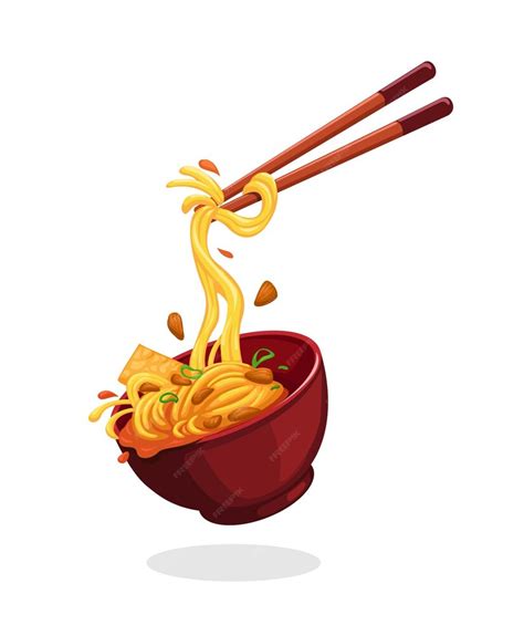premium vector chicken noodle food bowl  chopstick symbol cartoon