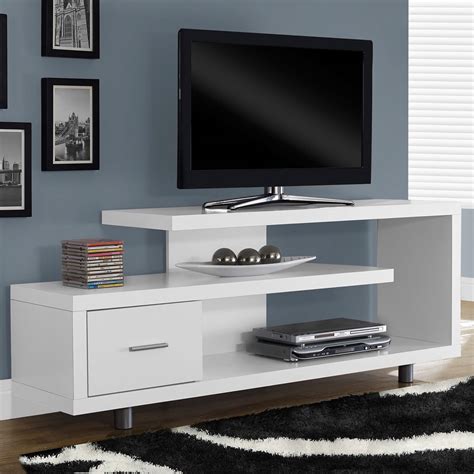 White Modern Tv Stand Fits Up To 60 Inch Flat Screen Tv