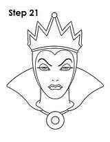 Evil Queen Drawing Coloring Disney Draw Snow Pages Step Clipart Drawings Crown Easydrawingtutorials Grimhilde Villains Cliparts Minimalist Easy Clip Descendants sketch template