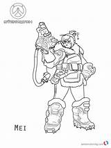 Overwatch Pages Coloring Printable Mei sketch template