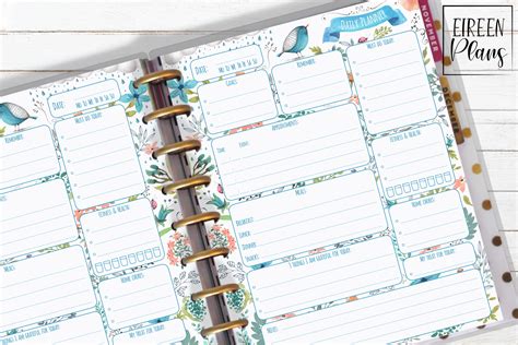daily printable  classic happy planner  inserts design