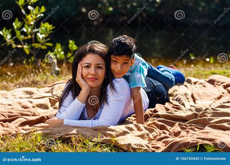 Mother And Son Outdoor Portrait Stock Image Image Of Portrait