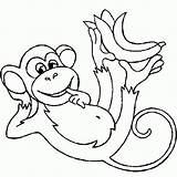 Monkey Banana Eating Draw Coloring Library Clipart sketch template