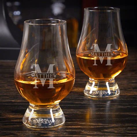 Oakmont Engraved Glencairn Glasses Pair Whiskey Lover Ts Whiskey