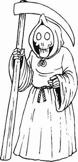 Coloring Pages Halloween Death Grim Cloack Hooded Reaper Skeleton Scary Color Hellokids Enjoy Kids Print Scythe sketch template