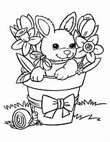Coloring Baby Cute Rabbit Pages Printable Bunny Rabbits Kids Color Flowers Cartoon Kleurplaat Hmcoloringpages Spring Gif sketch template