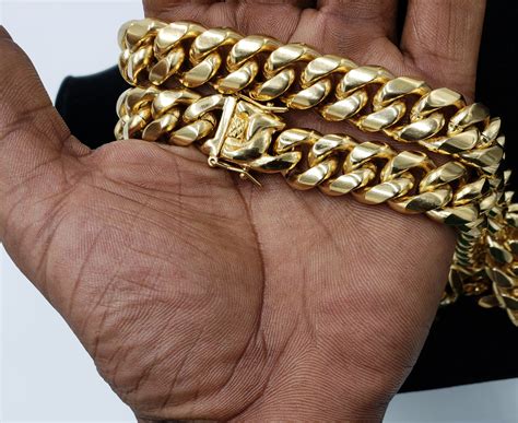 mm  gold plated miami cuban link chain left lane