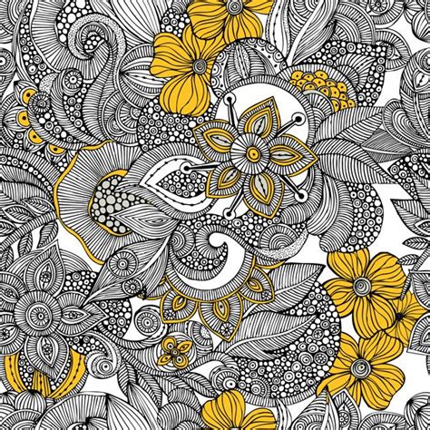 doodles black and yellow doodles yellow fabric prints