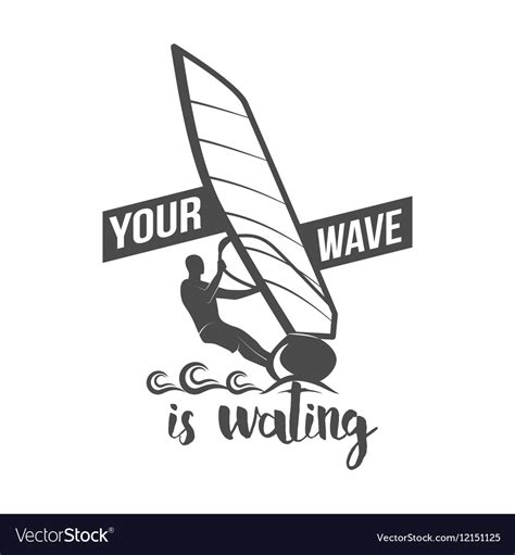 windsurfing badge logo design elements royalty  vector
