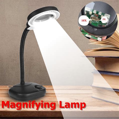 5x 10x Magnifier Led Desk Light Daylight Craft Glass Table Lamp 36 Led