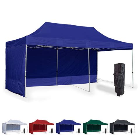blue  instant canopy tent   side walls commercial grade aluminum frame  water
