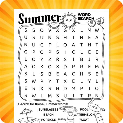 summer word search printable happiness  homemade summer word