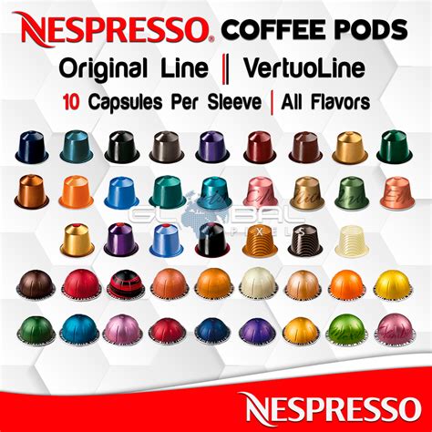 nespresso coffee original line and vertuoline 10 pods all flavors