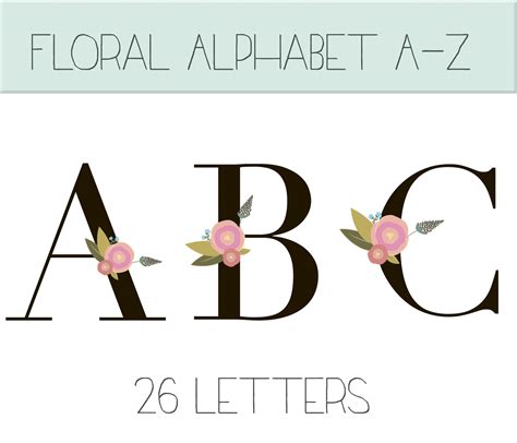floral monogram letters clip art custom designed illustrations