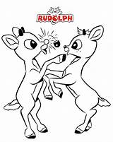 Rudolph Coloring Friends Pages Nosed Reindeer Red Children Fun sketch template