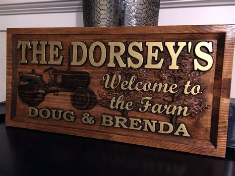 personalized wood carved farm sign great farm house sign  tractor farm sign  sign