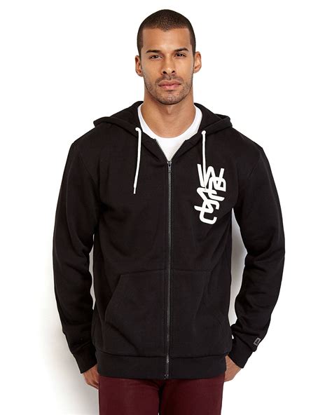 lyst wesc zip front graphic logo hoodie  black  men