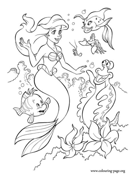 mermaid ariel   friends coloring page