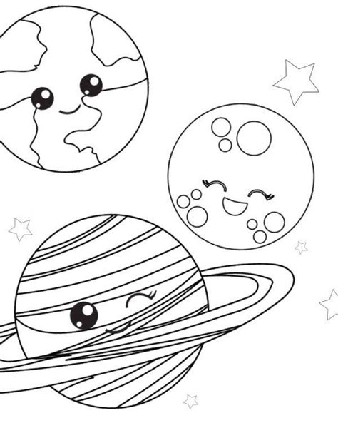 planets colouring page worksheet