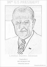 President Color Lyndon 36th Baines Johnson sketch template