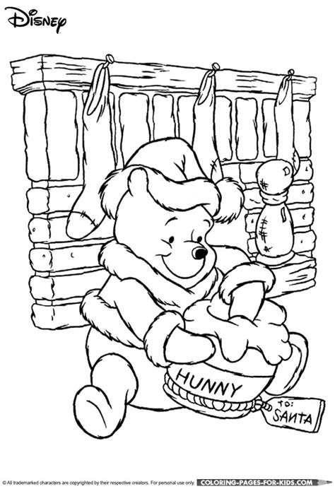 disney christmas  printable coloring page winnie  pooh christmas