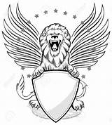Lion Winged Shield Roaring Insignia Drawing Vector Drawings Getdrawings Coat Claw Preview sketch template