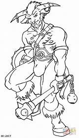 Minotaur Coloring Pages Fantasy Drawing Drawings sketch template