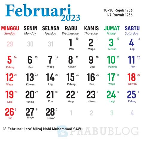 kalender bulan februari  lengkap nasional  jawa uncut media