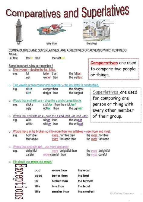comparatives and superlatives english esl worksheets for distance