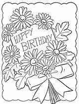 Coloring Birthday Happy Pages Flowers Adult Card Color Kids Colouring Flower Cards Printable Template Cake Mom Drawing Therapy Choose Board sketch template