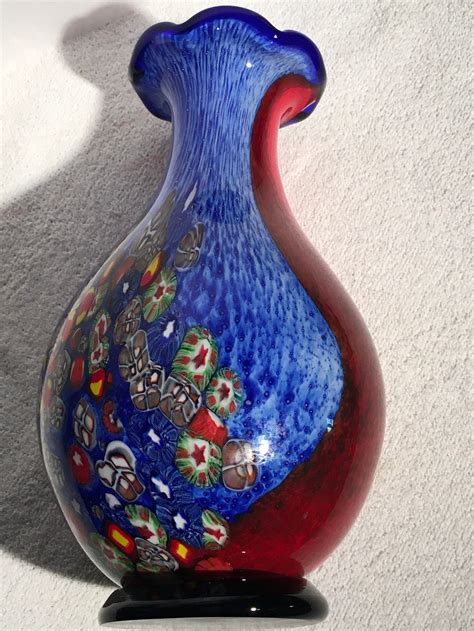 Vintage Murano Venetian Art Glass Double Faced Vase Circa Etsy