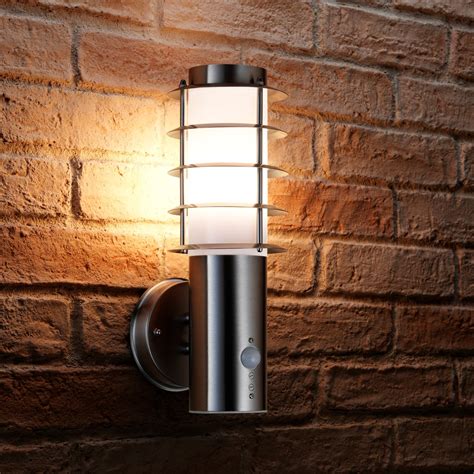 auraglow chrome pir infrared motion sensor detector outdoor led wall light ebay