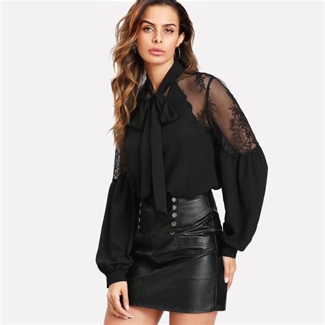 black long sleeve blouse black blouse long sleeve women lace shoulder top