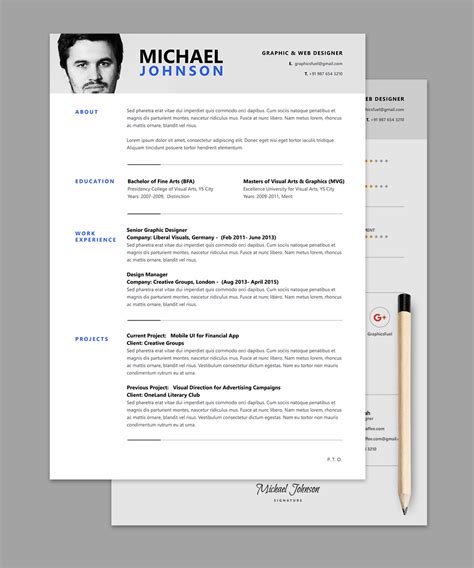 template cv psd gratis  ultra minimal photo resume cv template