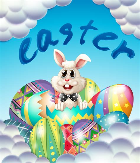 easter card template  bunny  eggs  vector art  vecteezy