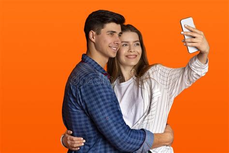Selfie Of Couple In Love On Modern Date Stock Image Image Of