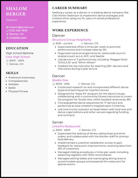 dance resume examples guide built