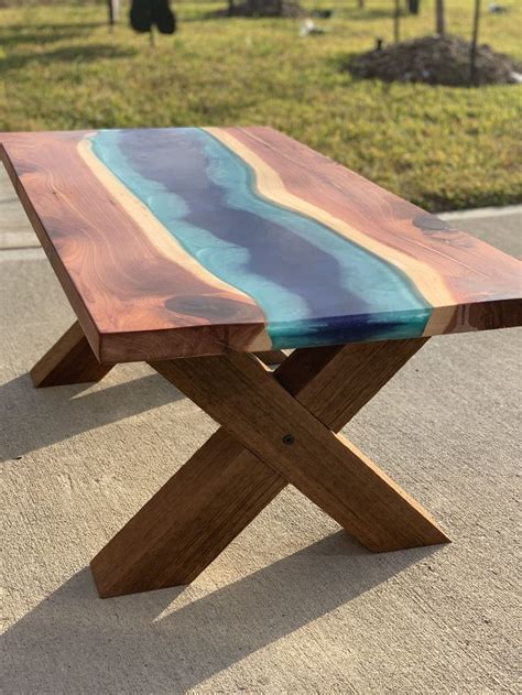 cedar epoxy river table backyard furniture resin patio furniture cedar table
