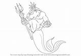 Triton Mermaid King Little Draw Drawing Outline Step Sirenita Ariel La Colorear Para Dibujar Como Cumpleaños Drawings Cartoon Tutorial Sirena sketch template
