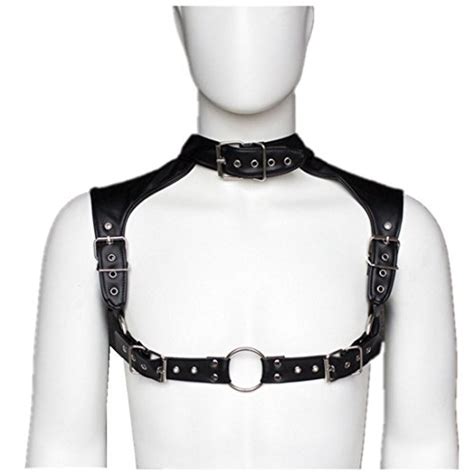 mywaxberry black leather body harness slave restraints bondage bdsm sex